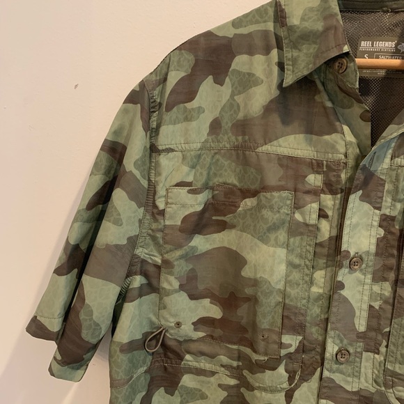 Mens Reel Legends green camo button down fishing shirt S - Picture 3 of 10